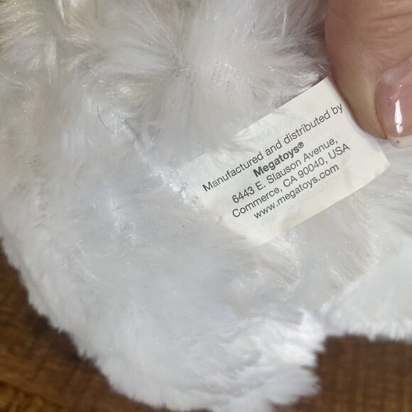 MEGA TOYS WHITE PINK BUNNY RABBIT PLUSH STUFFED ANIMAL POLKA DOT RIBBON TOY 12” - Picture 9 of 10